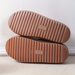 Women's Plush Inner Warm Half Slippers Non-slip Slip On Shoes