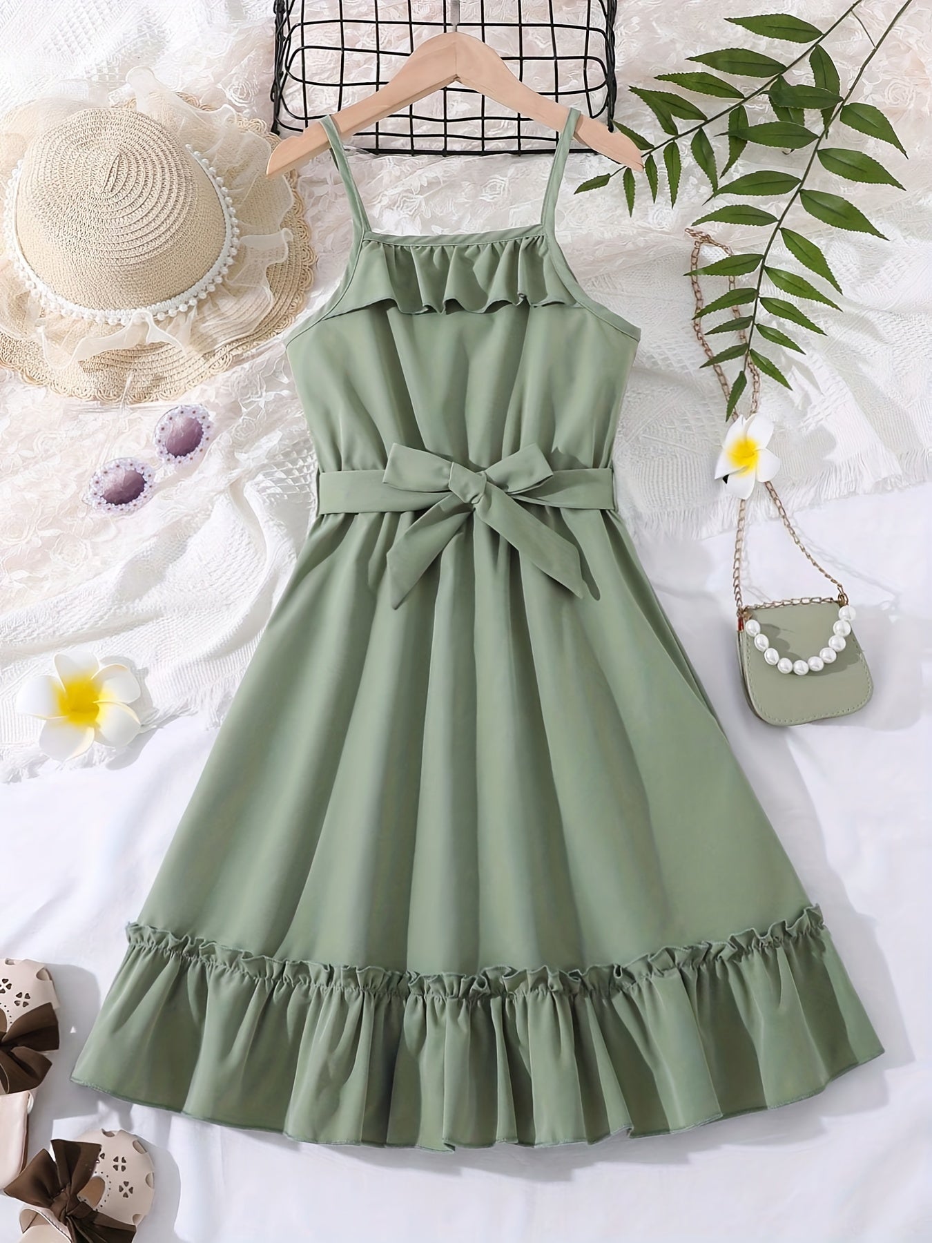 Girls' Ruffle Stitching Cami Dress for Party Going Out Casual Dress