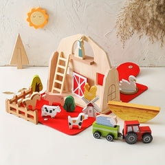 Wooden Baby Educational Play House Animal Barn Stacking Toys