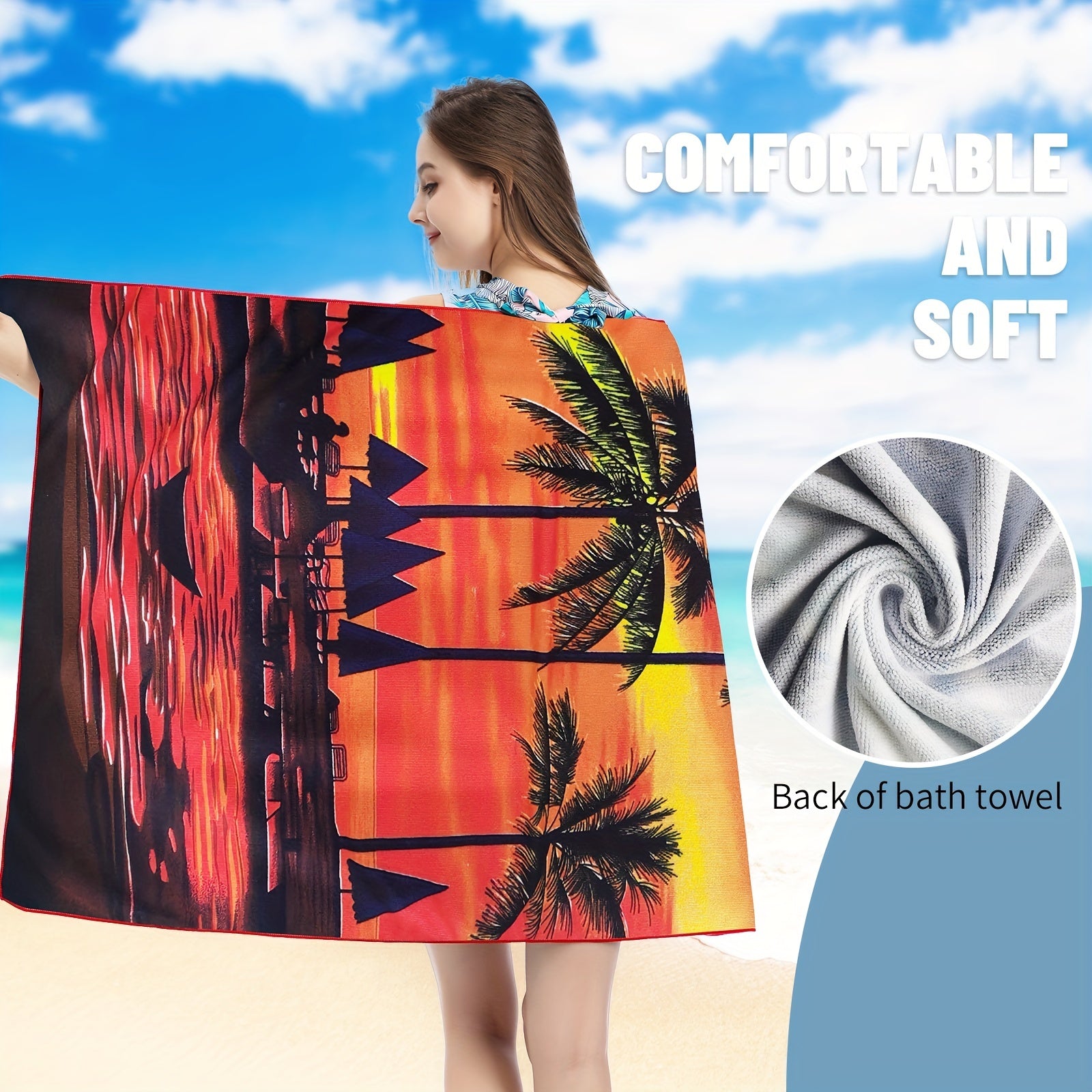 Mutao Microfiber Beach Towel Quick Drying Soft 69x139cm
