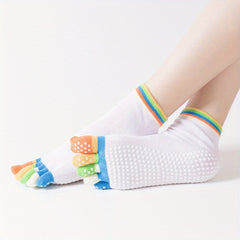 Rainbow Striped Yoga Socks Non-slip Grips Dance Socks Low Cut