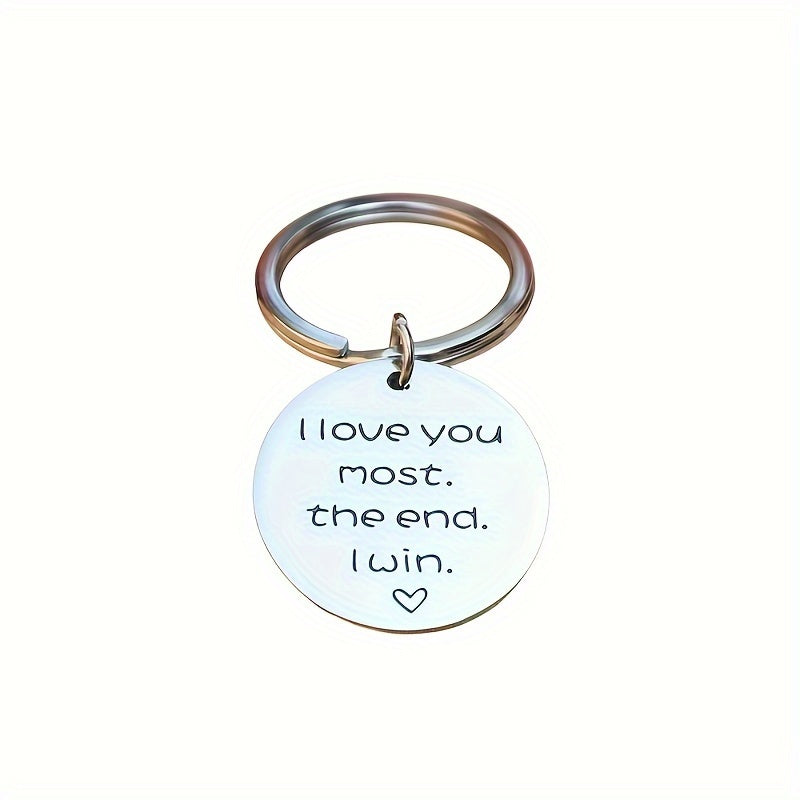 Love You Most Win Pattern Keychain Stainless Steel Accessories