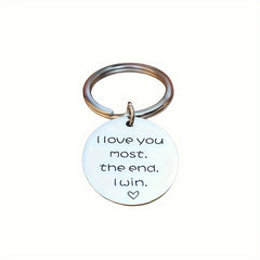 Love You Most Win Pattern Keychain Stainless Steel Accessories