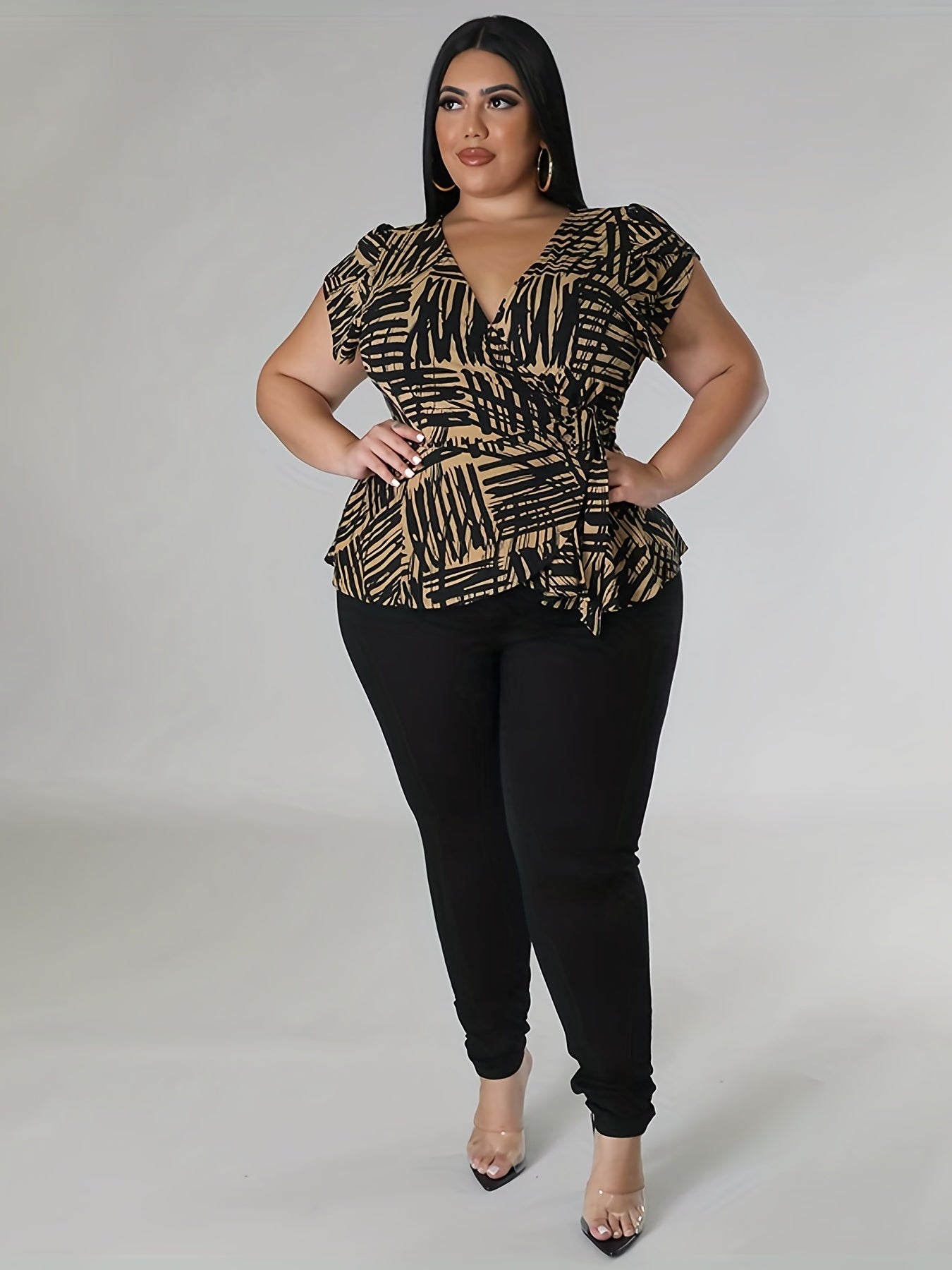 Graphic Print Cap Sleeve Top & Pants Set