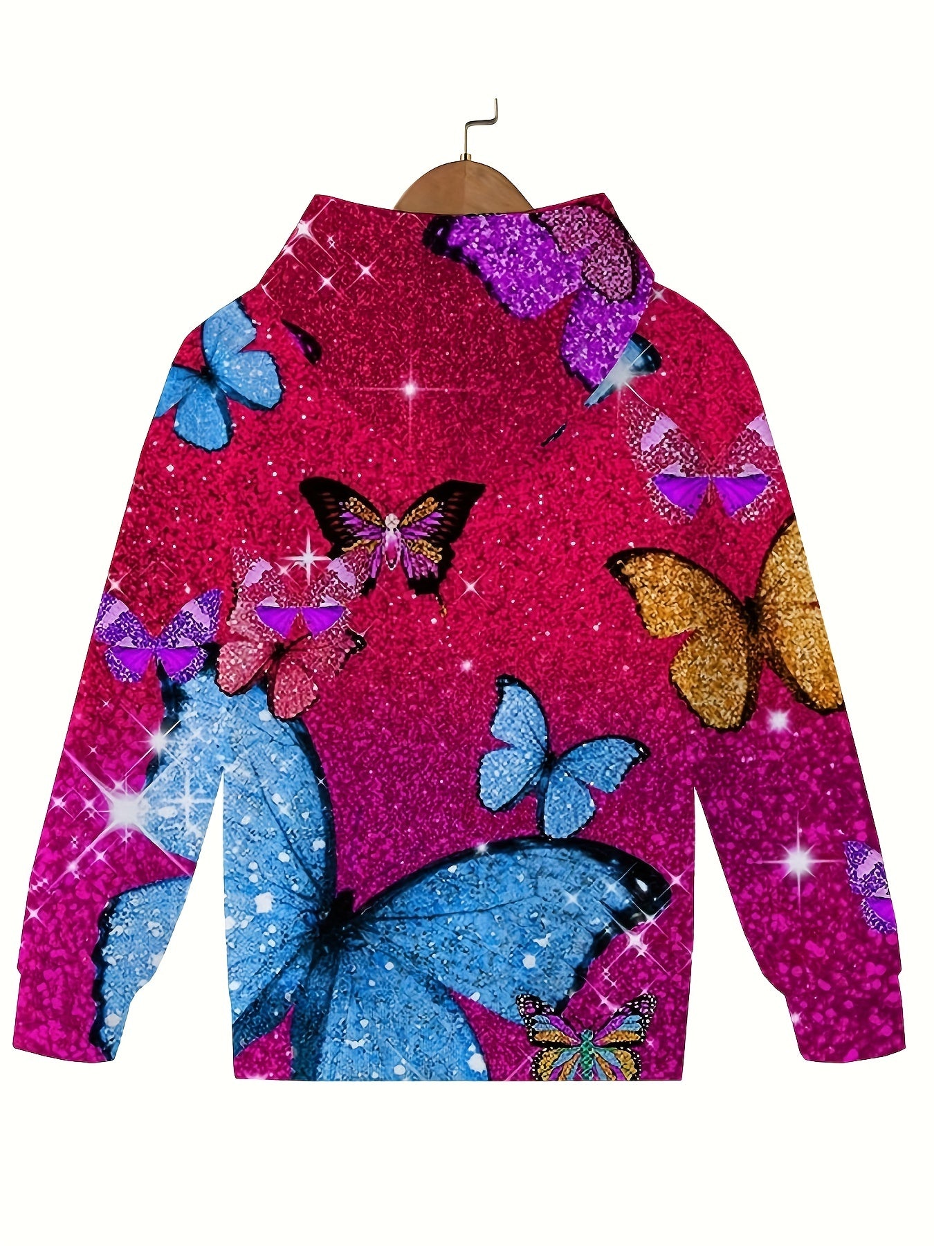 Sequin Butterfly Hooded Top for Girls