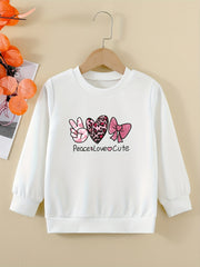Peace Love And Cute Graphic Sweatshirt For Girls
