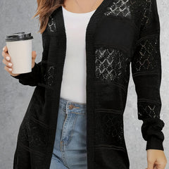 Hollow Out Knit Cardigan Long Sleeve Sweater