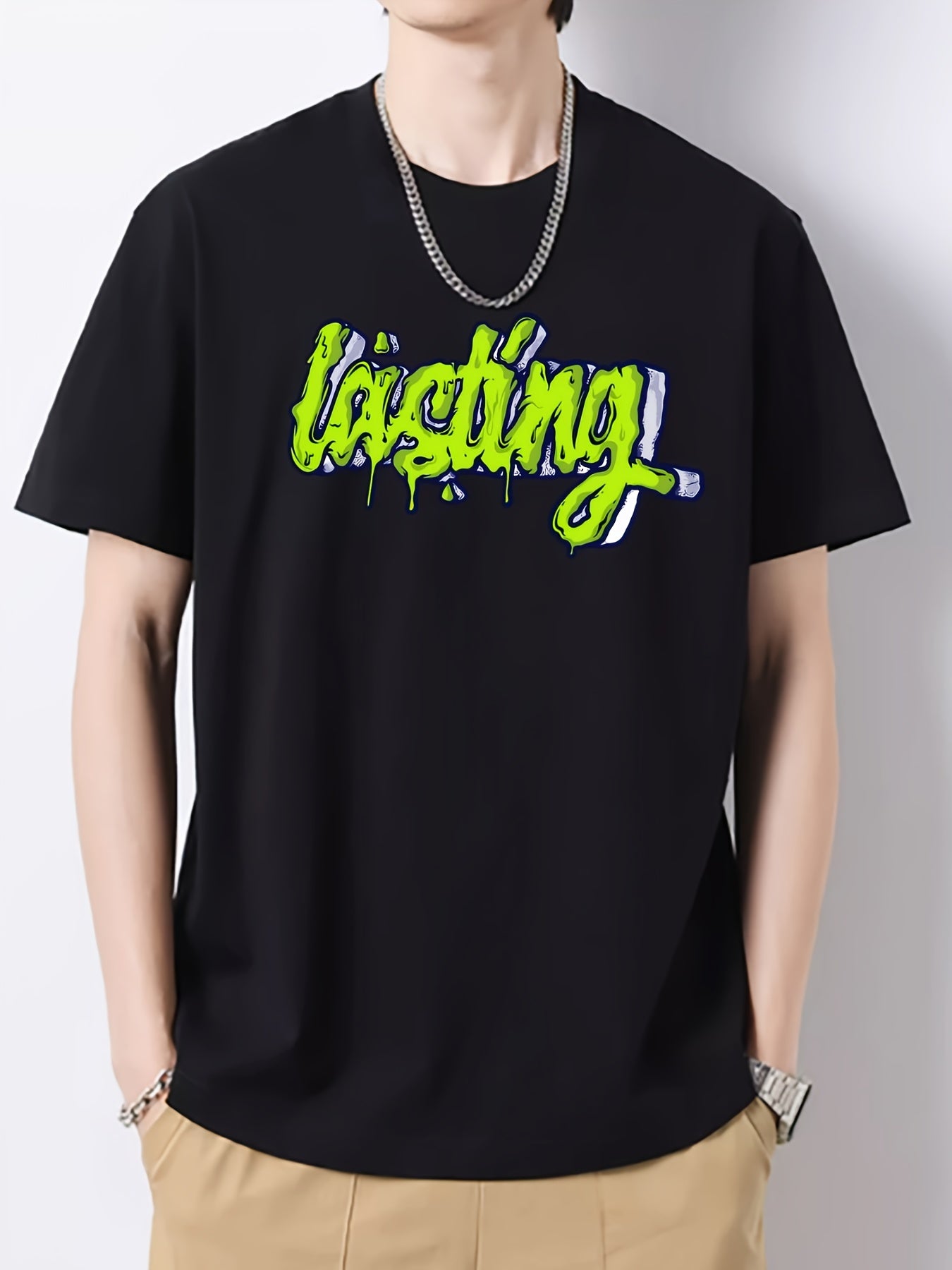 Men's Crew Neck Vintage T Shirt Loose Casual Top for Spring Summer