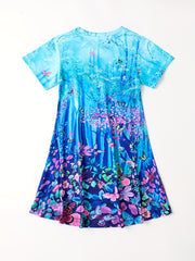 3D Forest Print Short Sleeve Dress Girls Comfy Dresses Summer Clothes