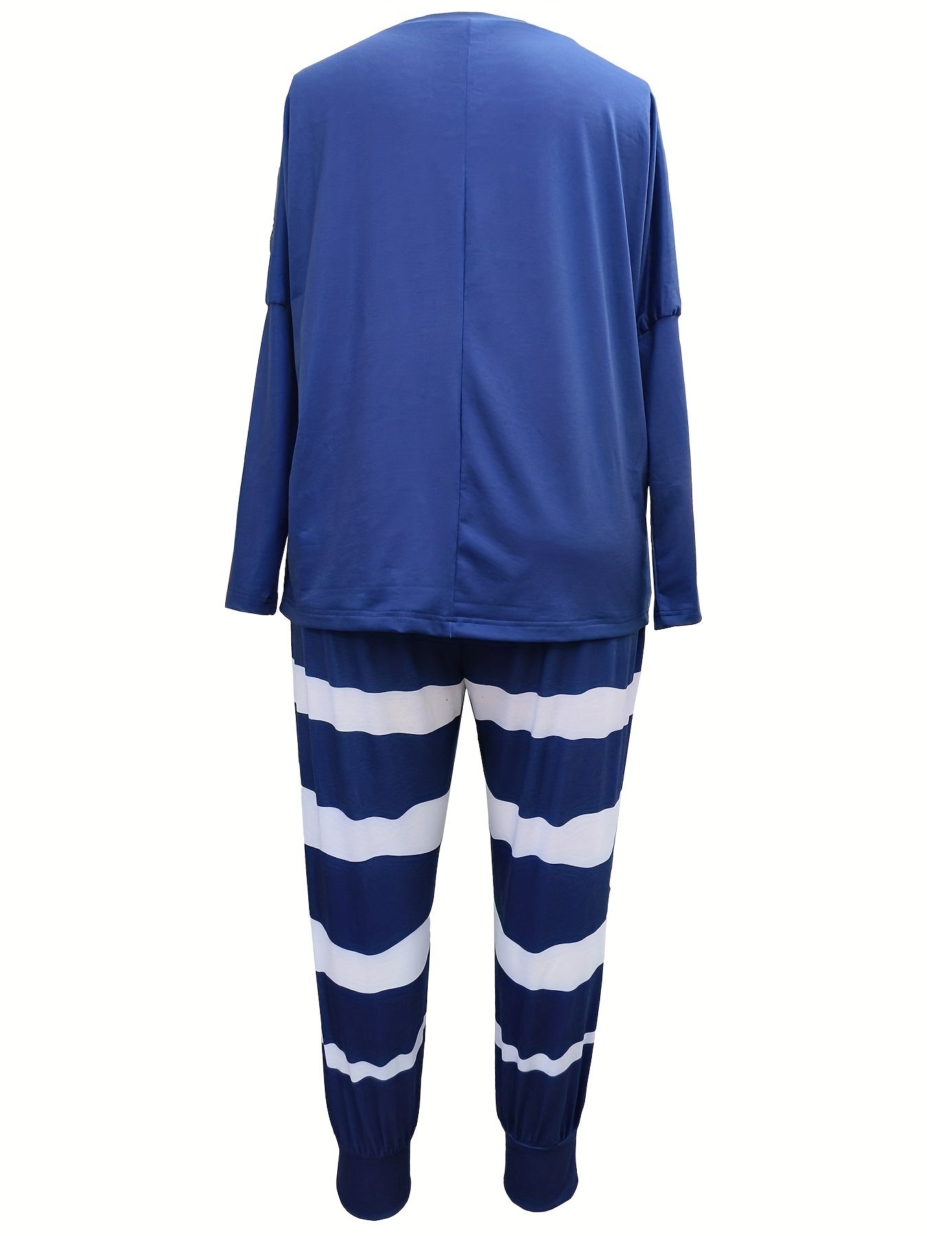 Women's Plus Anchor & Stripe Long Sleeve Tee & Joggers Set