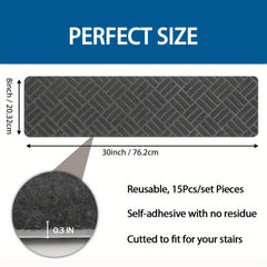 15pcs Stair Treads Carpet Peel And Stick Non Slip Safety Edging Stair Carpet