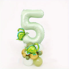 27pcs Olive Green Dinosaur Number Balloons Party Decor