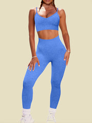 2pcs Women's Seamless Sports Bra & High Waisted Leggings