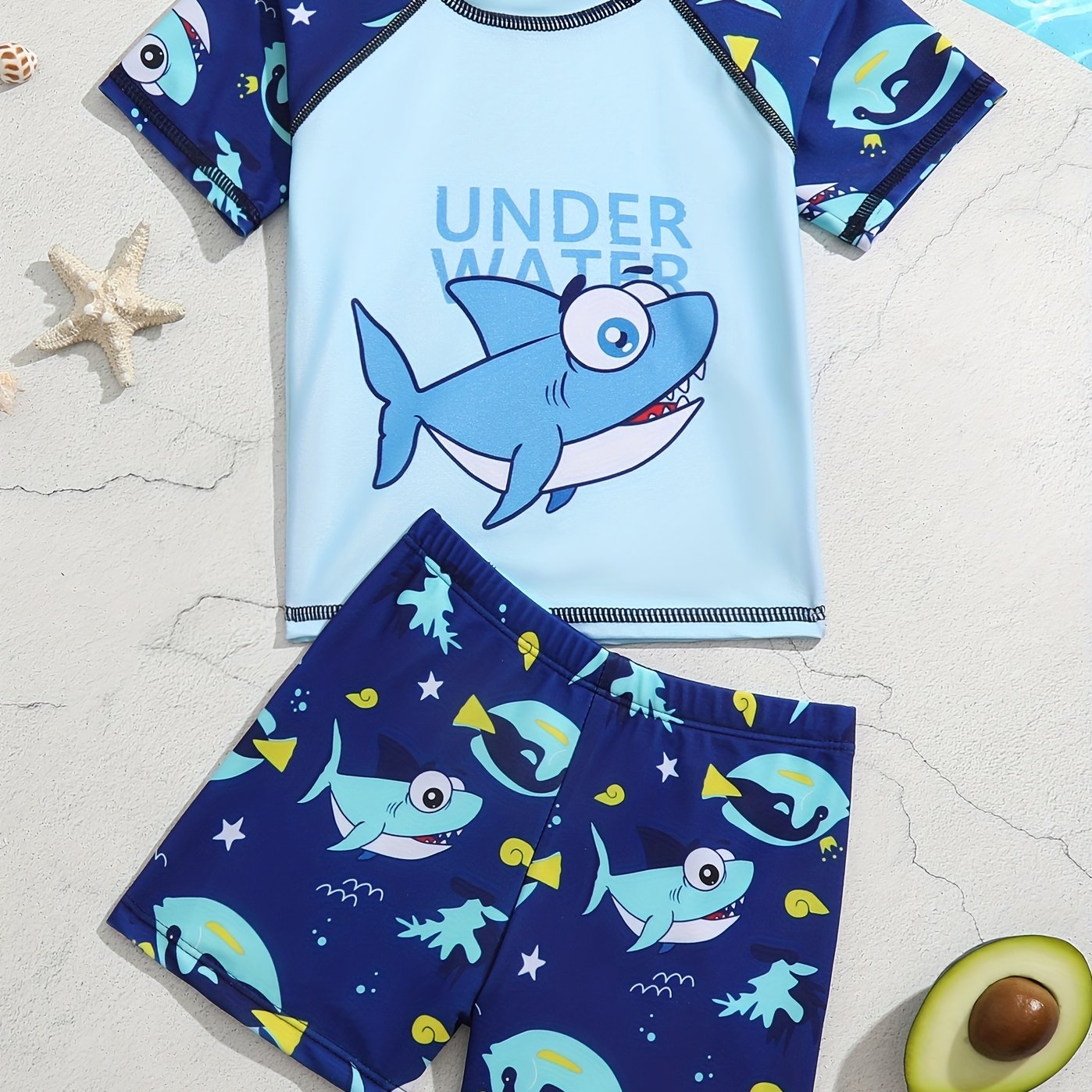 Boys' Shark Swimming Trunks & Tops Set for Beach Vacation