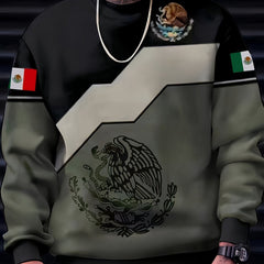 Mexico Eagle And Snake Print Men's Graphic Sweatshirt