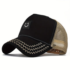 2pcs Smiling Face Patch Baseball Cap & Bucket Hat Set