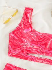 One Shoulder Cut Out Bikini Set