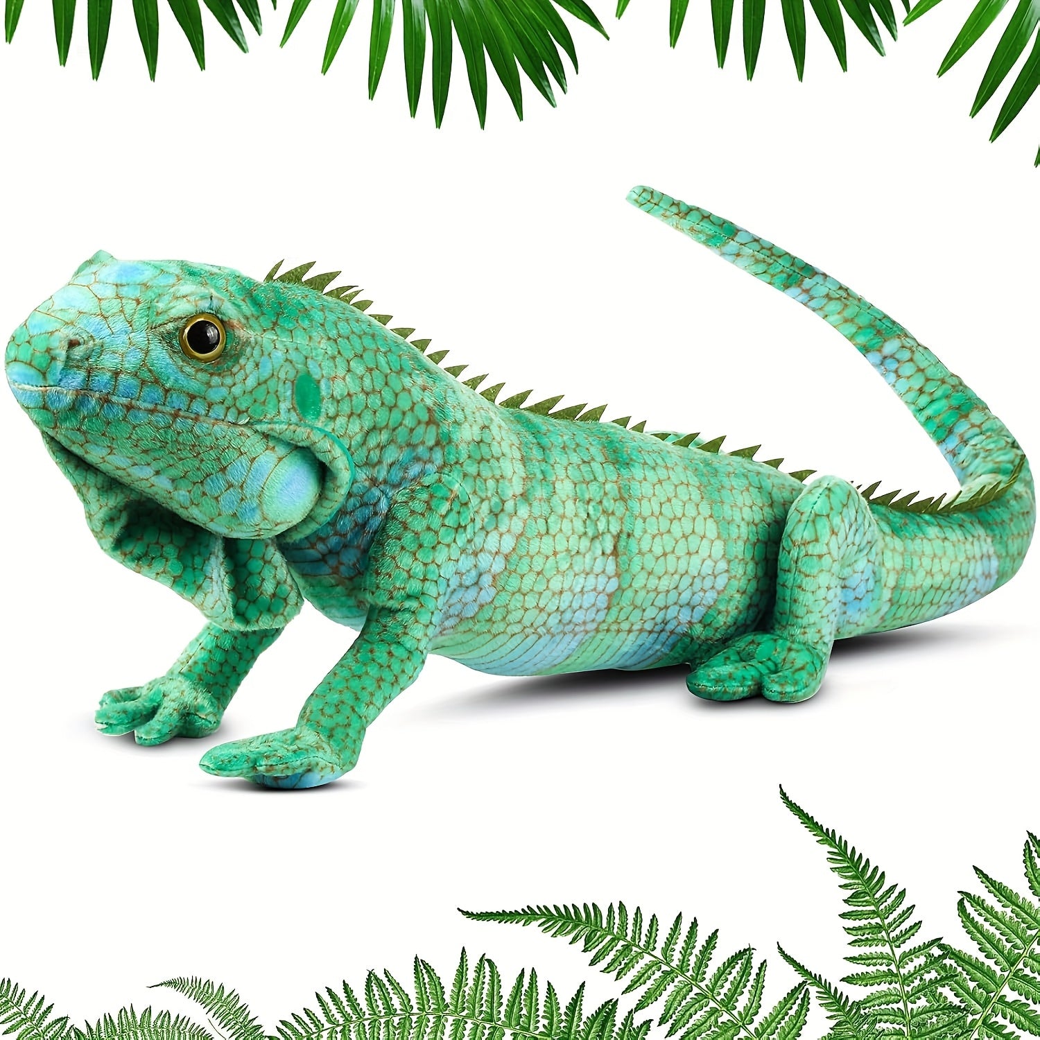 Realistic Plush Lizard Stuffed Animal Soft Toy Dark Green & Emerald