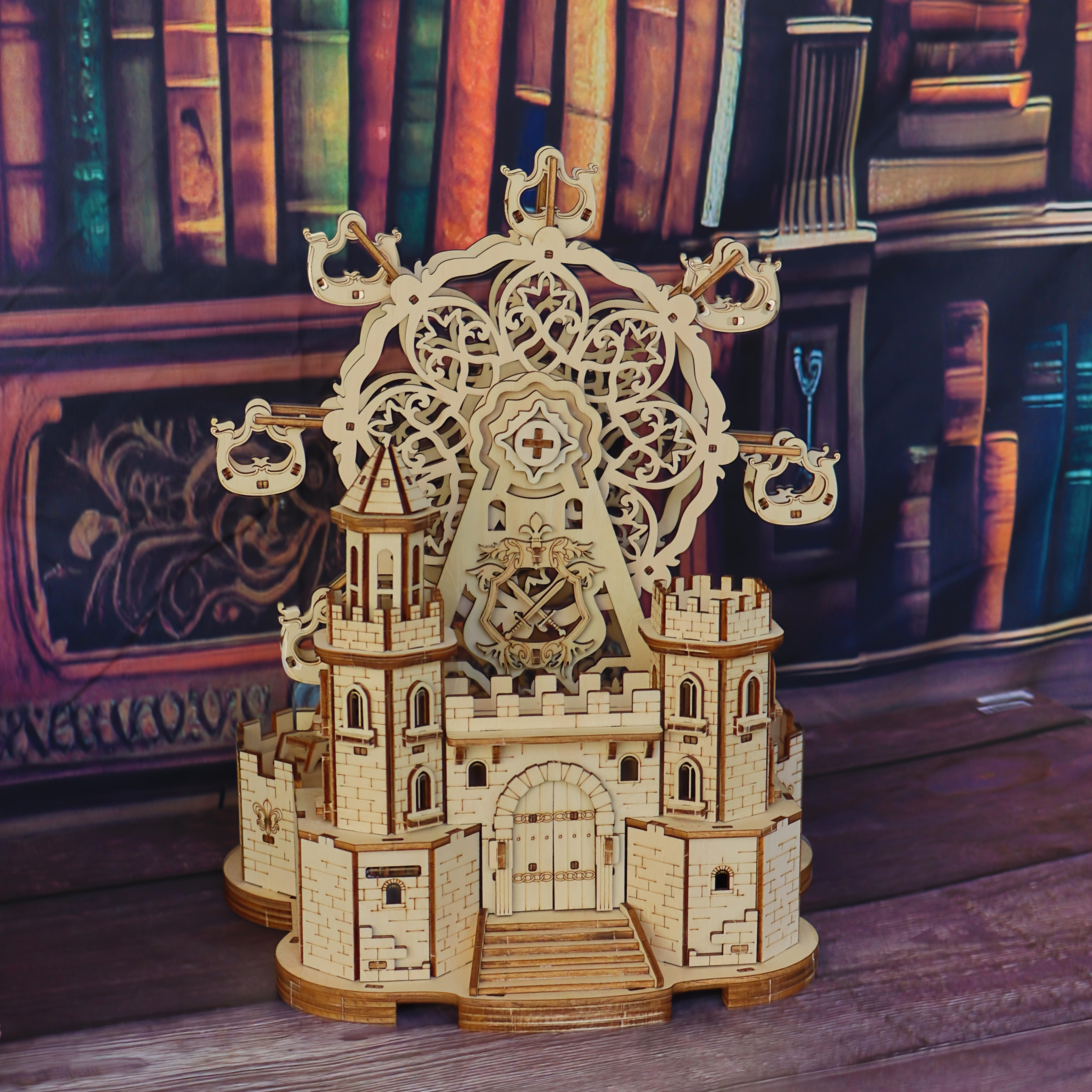 DIY Castle Ferris Wheel 3D Wooden Puzzle Music Box