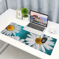 Large Daisies Desk Pad Teal Turquoise Mouse Pad