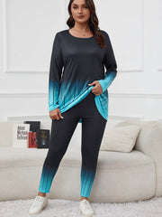Women's Plus Ombre Stripe Print Tunic Top & Leggings Set