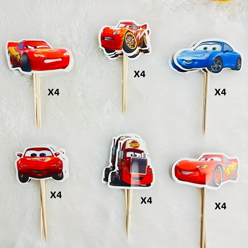 24 Red Cars Party Decorations - Birthday Celebration Supplies