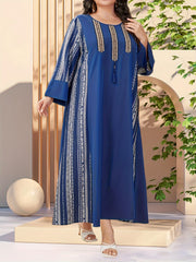Geometric Print Maxi Dress with Tassel Detail