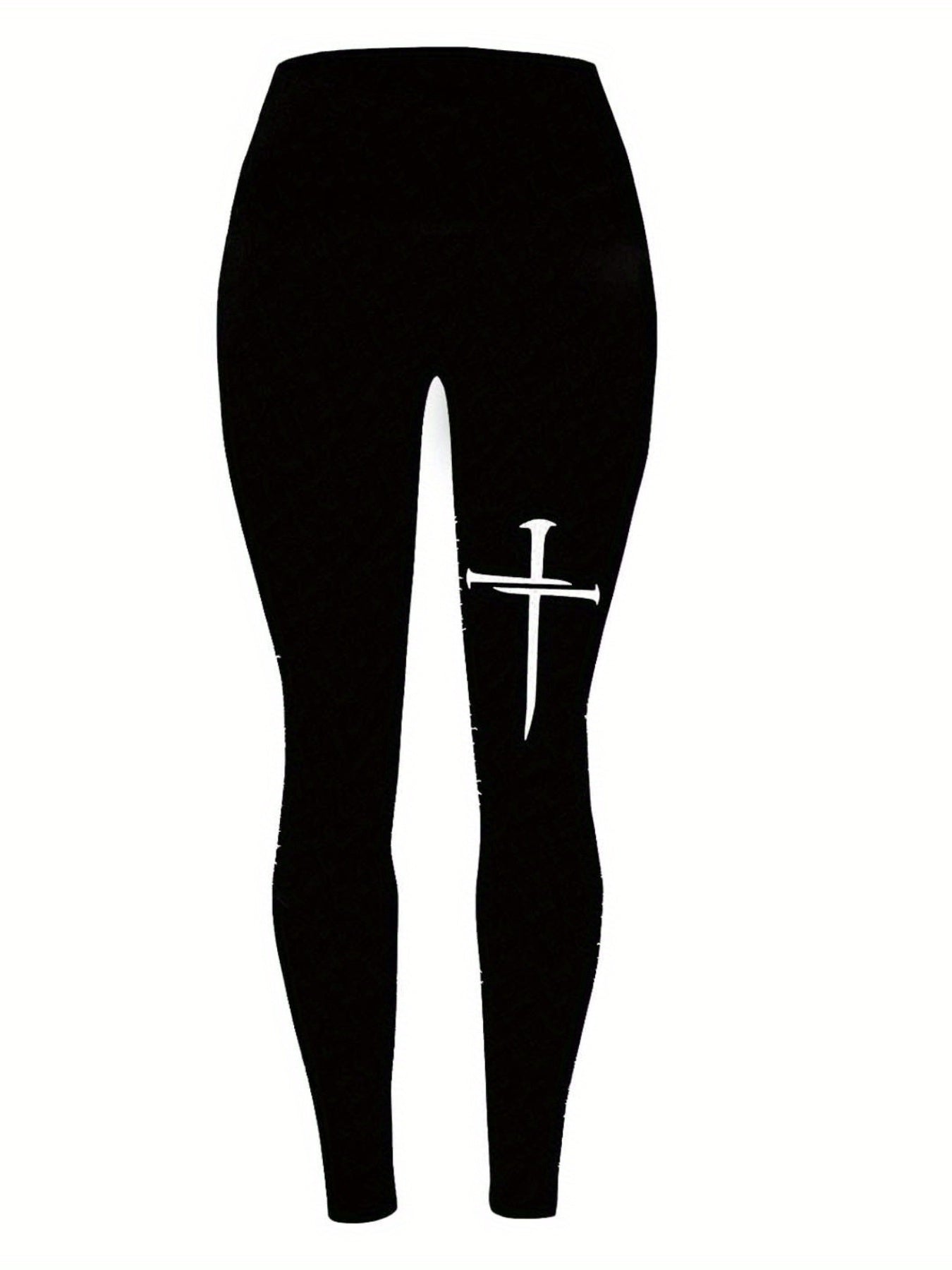 Women's Plus Cross Print High Rise Skinny Leggings