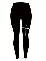 Women's Plus Cross Print High Rise Skinny Leggings