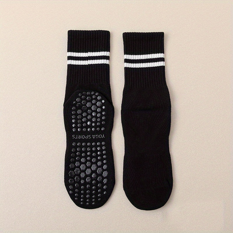 Silicone Yoga Socks Non Slip Striped Sports Socks With Grips