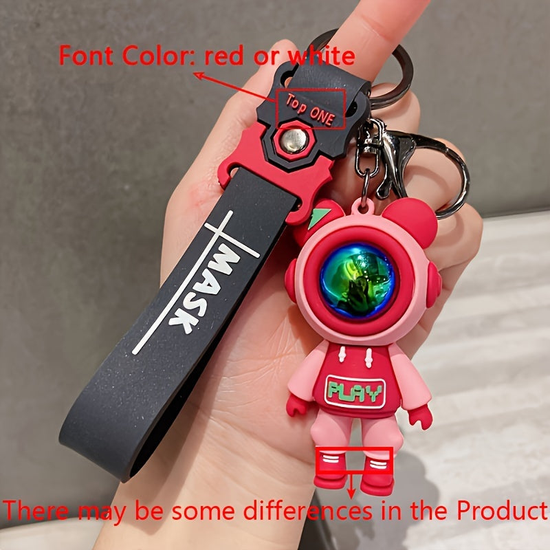 Cartoon Bear Astronaut Keychain Bag Pendant Ornament