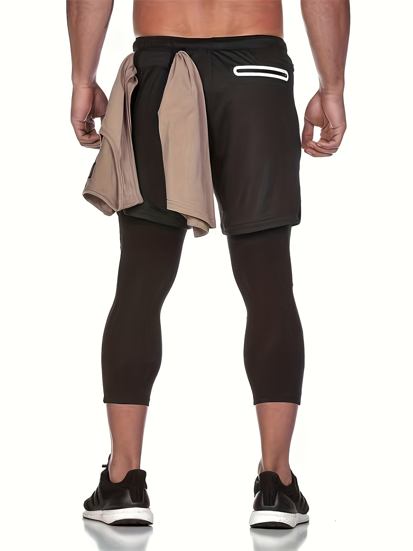 Men's 2-In-1 Running Shorts Quick Dry Athletic Shorts with Liner Leggings