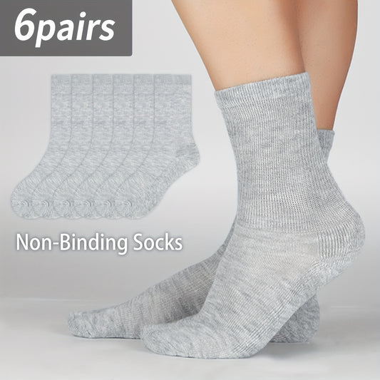 6 Pairs Women'S Knee High Diabetic Non Binding Socks