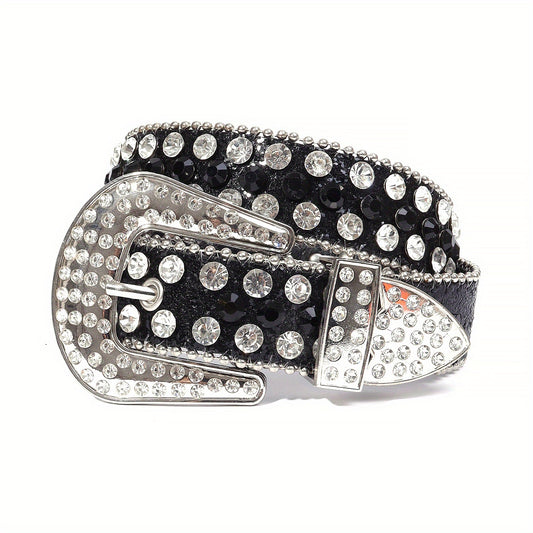 Kids Rhinestone Western Leather Belt Diamond Glitter Boys Girls