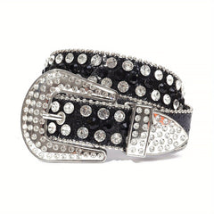 Kids Rhinestone Western Leather Belt Diamond Glitter Boys Girls