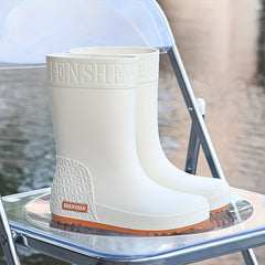 Women's Waterproof High Tube Rain Boots Solid Non slip Outdoor Rain Boots