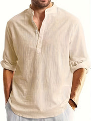 Men's Casual Stand Collar Long Sleeve Shirt
