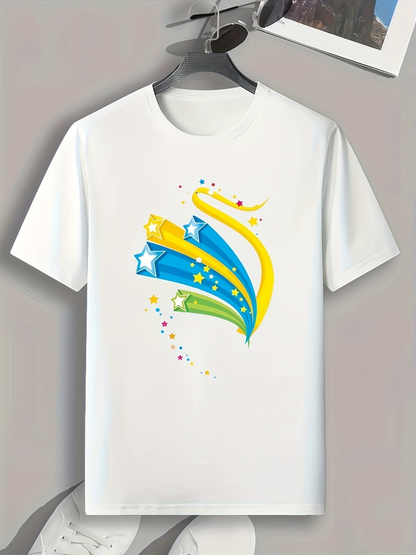 Stars Print Men's Graphic T-shirt Casual Comfy Tee For Summer