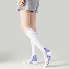 Striped Trim Calf Socks Sports Knee High Socks Women's Stockings