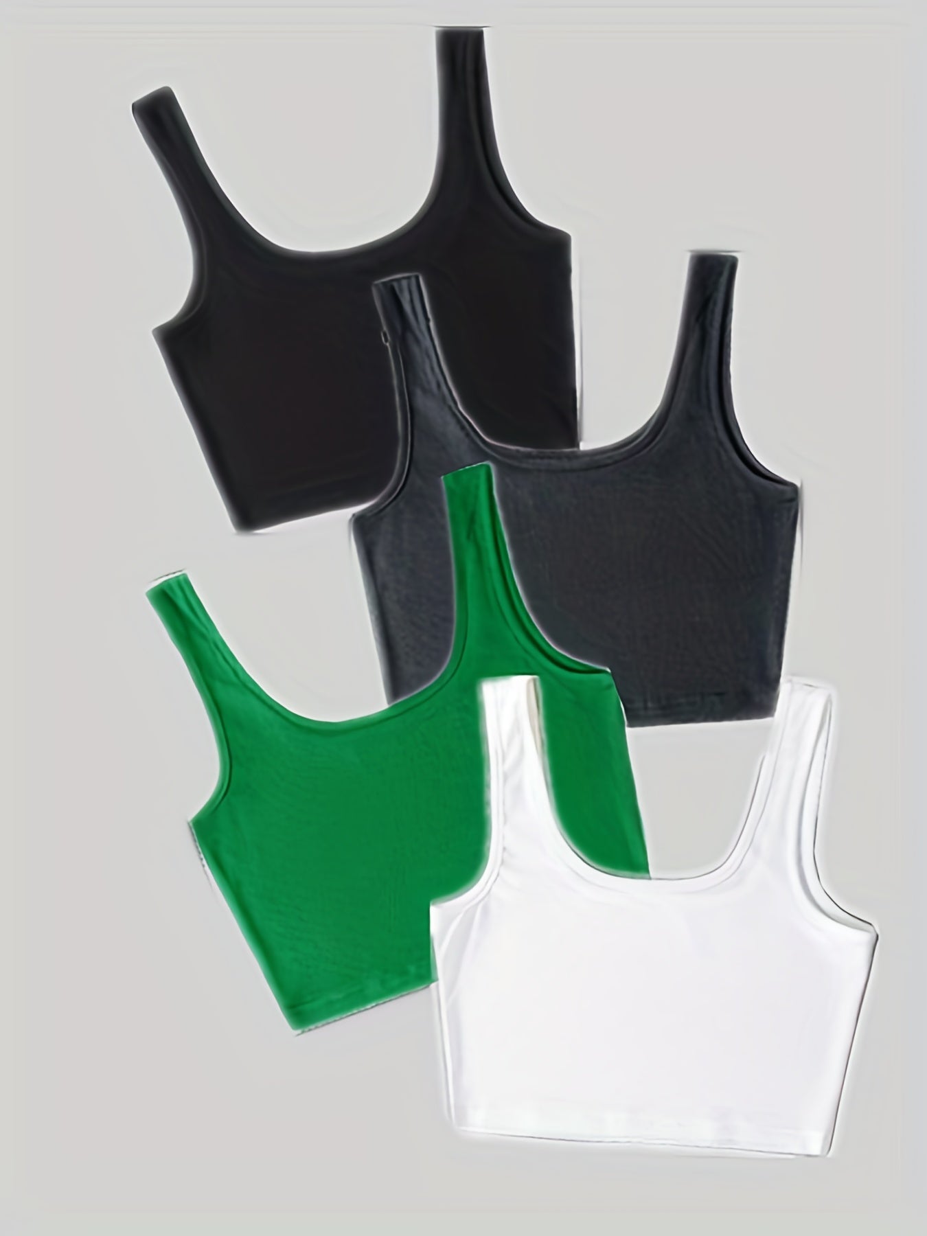 4 Pack Ribbed Crop Tank Tops Y2K Summer Sleeveless Tank Tops