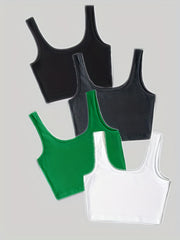 4 Pack Ribbed Crop Tank Tops Y2K Summer Sleeveless Tank Tops