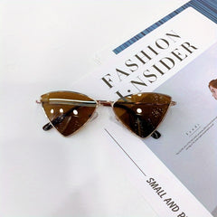 Girl's Metal Frame Triangle Sunglasses AC Lens