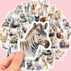 50pcs Realistic Animal Stickers Waterproof for Laptop Water Bottle Guitar