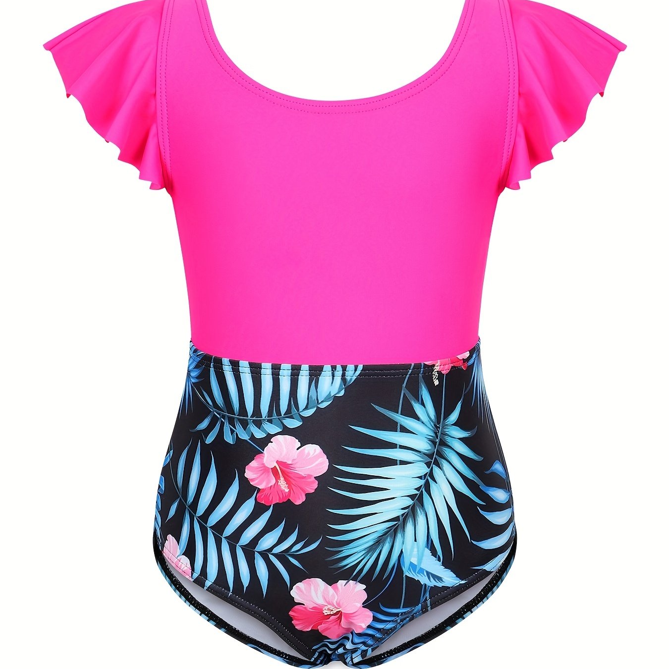 Toddler Girls Tropical Flowers One Piece Swimsuit