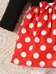 Baby Girls Polka Dot Puffy Dress Long Sleeve Casual
