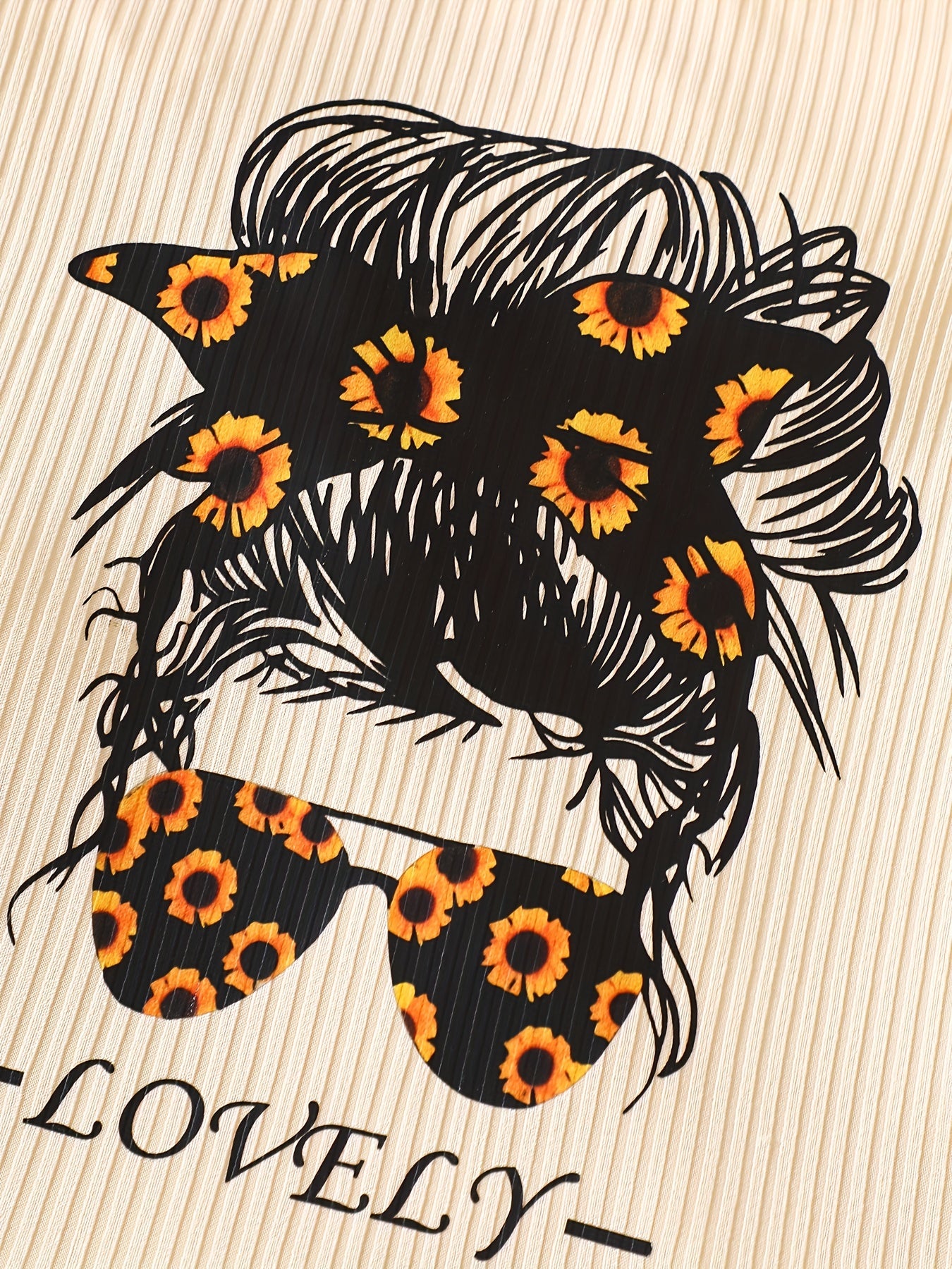Girls 2 Piece Sunflower Graphic Tee with Shorts Set