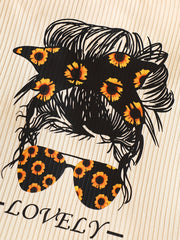 Girls 2 Piece Sunflower Graphic Tee with Shorts Set