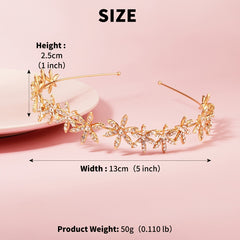 Rhinestone Crystal Tiara Crown for Women - Rose Golden
