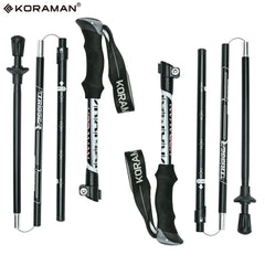 KORAMAN 1pair Collapsible Trekking Poles 37 43 Adjustable Lightweight Quick Lock