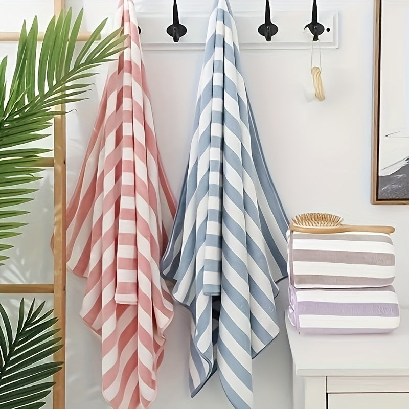 Soft Striped Bath Towel - Quick Drying Absorbent Towel